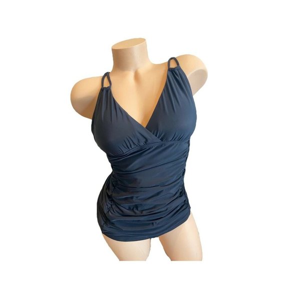 Calvin Klein Other - Calvin Klein Ruched Tankini Top Black Size XL